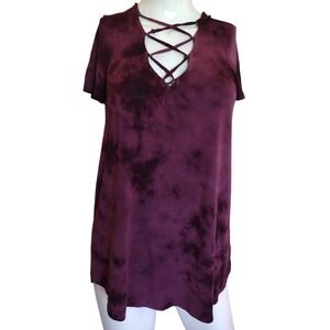 american eagle soft & sexy lace up tie dye short sleeve shirt Medium Purple